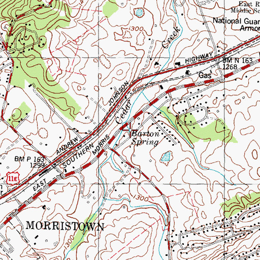 Topographic Map of Barton Spring, TN