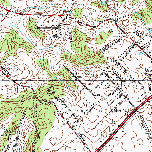 Topographic Map of Beacon Hills, TN