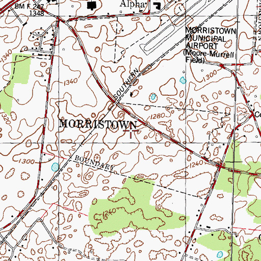 Topographic Map of Bluegrass, TN