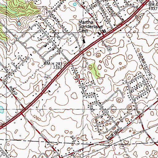 Topographic Map of Britton Acres, TN