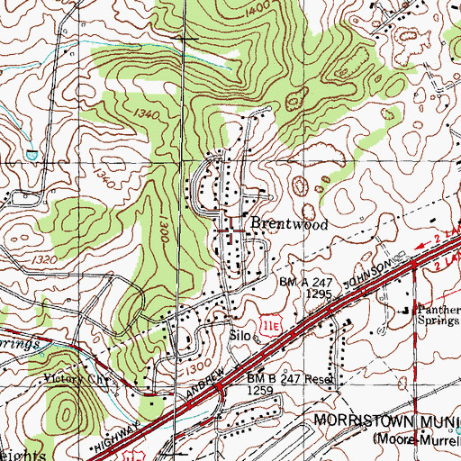 Topographic Map of Brentwood, TN