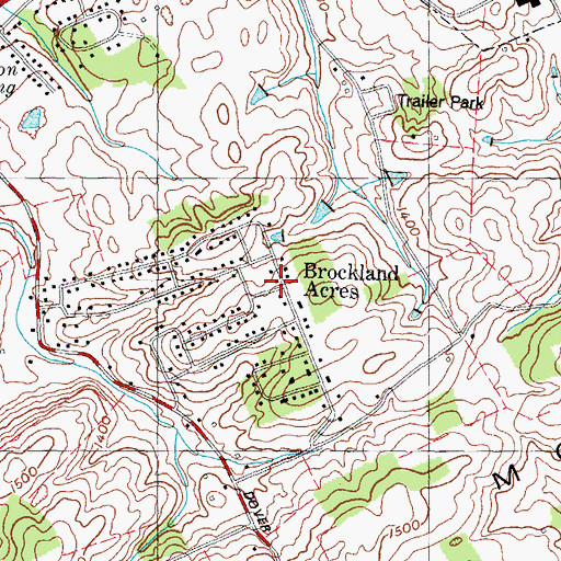 Topographic Map of Brockland Acres, TN