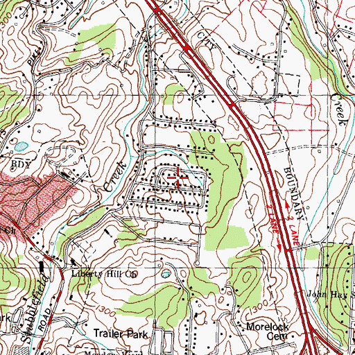 Topographic Map of Campbell Acres, TN
