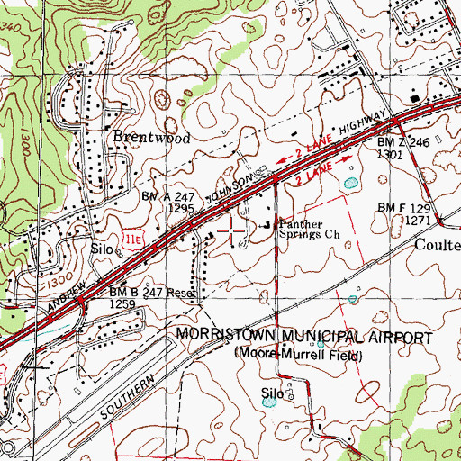 Topographic Map of Carter Acres, TN