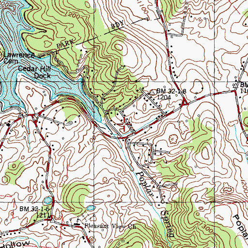 Topographic Map of Cedar Hill Park, TN