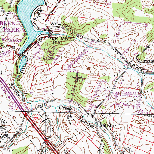 Topographic Map of Corbin Estates, TN