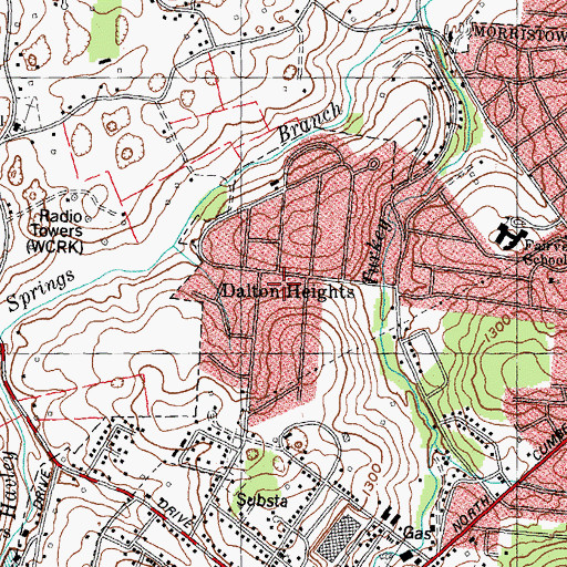 Topographic Map of Dalton Heights, TN