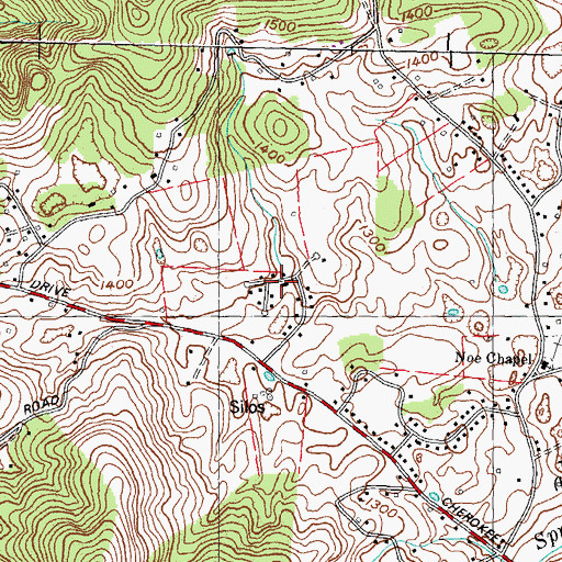 Topographic Map of Edgewood, TN