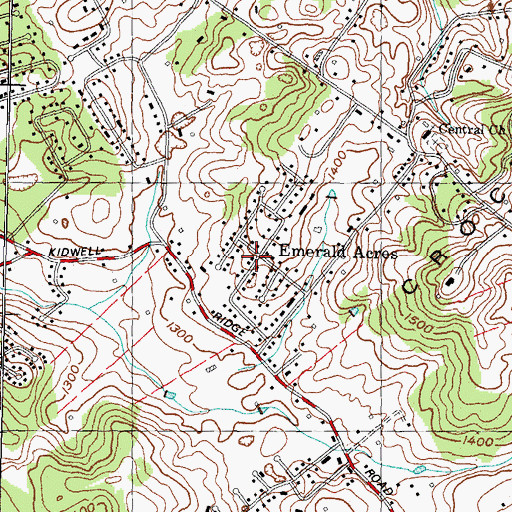 Topographic Map of Emerald Acres, TN