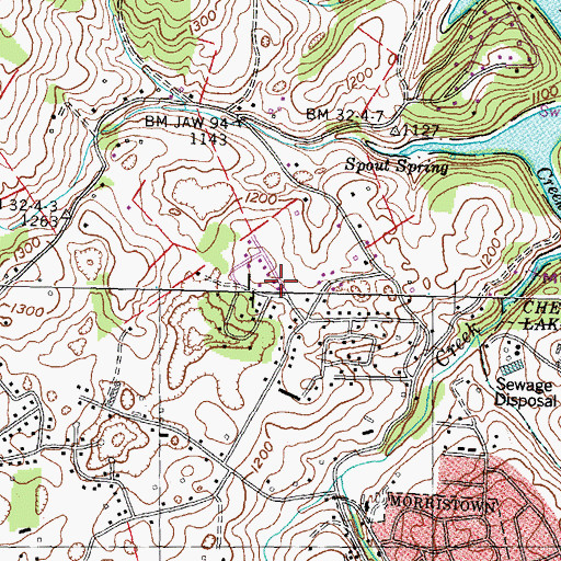 Topographic Map of Gaby Hills, TN