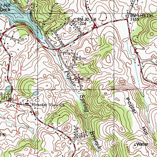 Topographic Map of Green Acres, TN