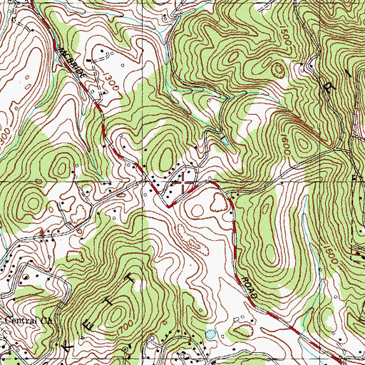 Topographic Map of Hidden Acres, TN