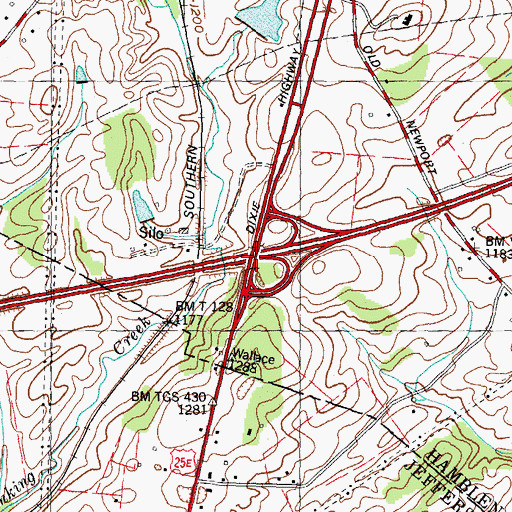Topographic Map of Interchange 8, TN