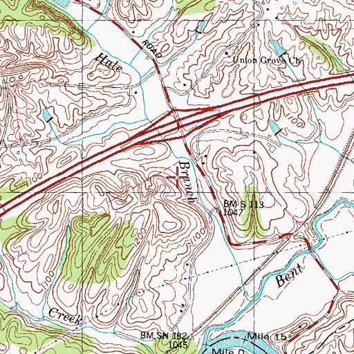 Topographic Map of Interchange 15, TN
