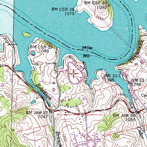 Topographic Map of Lakeshore Estates, TN