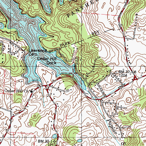Topographic Map of Lawrence Spring, TN