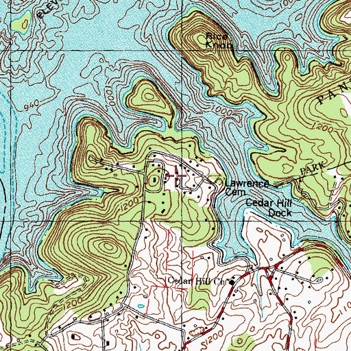 Topographic Map of Lowe Acres, TN
