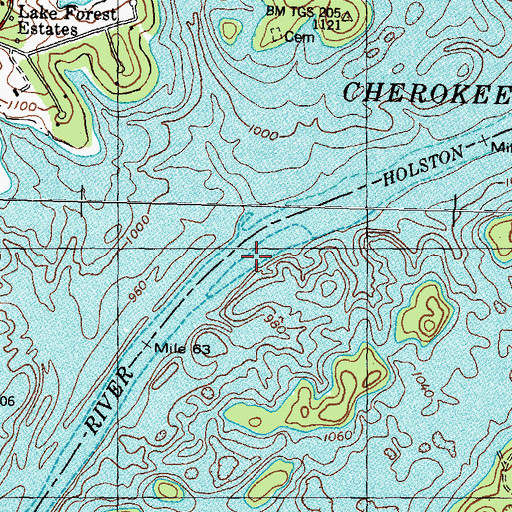Topographic Map of Mayes Islands (historical), TN