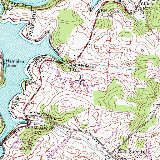 Topographic Map of Mountain View Meadows, TN
