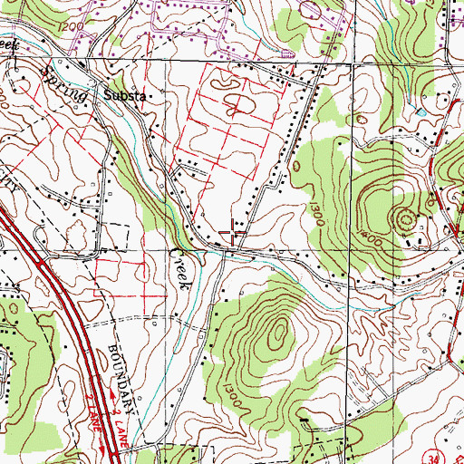 Topographic Map of Mulberry Acres, TN