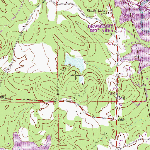 Topographic Map of Cunningham Dam, AL