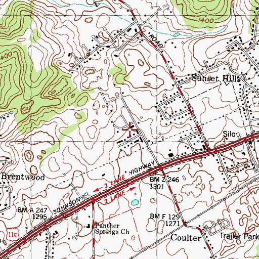 Topographic Map of Oakwood, TN