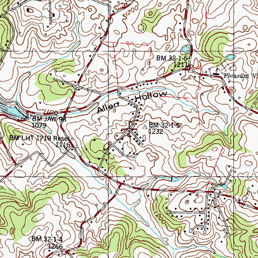 Topographic Map of Pleasantview Acres, TN