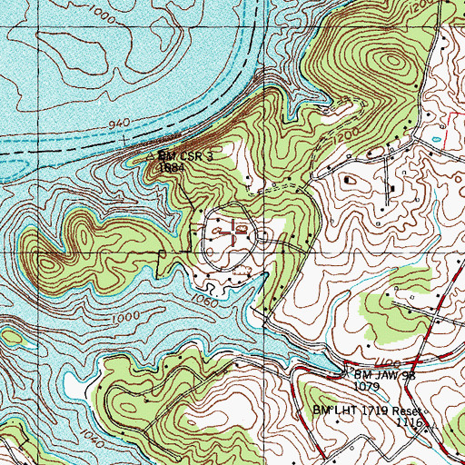 Topographic Map of Point Seven, TN