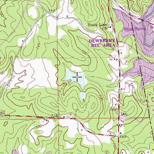 Topographic Map of Cunningham Lake, AL