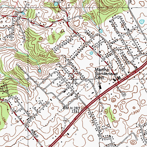 Topographic Map of Purkey Estates, TN