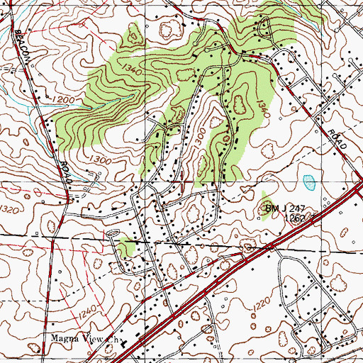 Topographic Map of Rolling Acres, TN