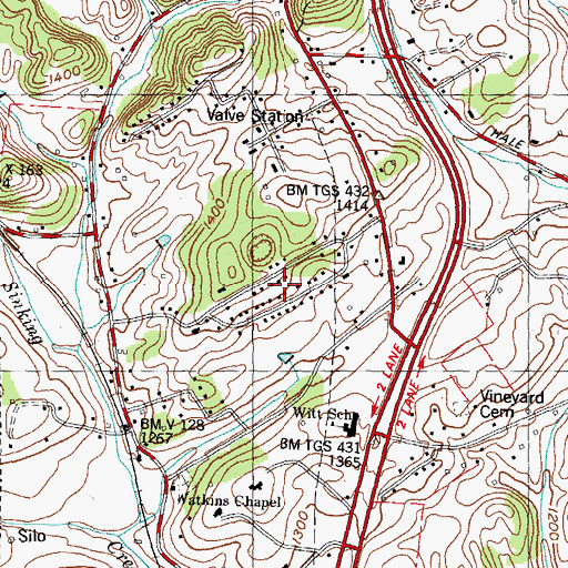 Topographic Map of Sequooyah Estates, TN