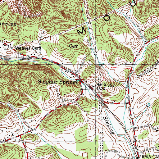Topographic Map of Sulphur Spring, TN