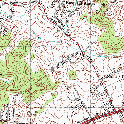 Topographic Map of Taylor Estates, TN