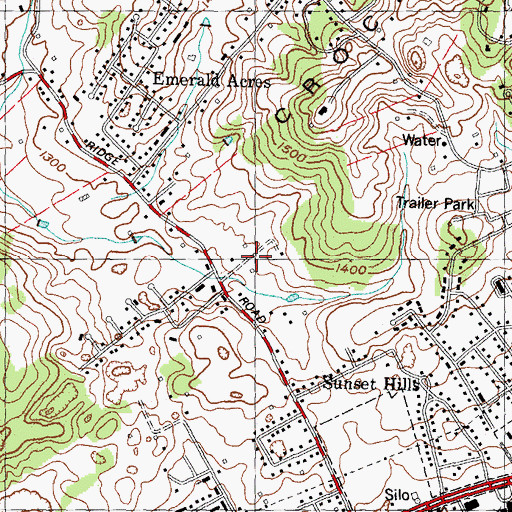 Topographic Map of The Meadows, TN