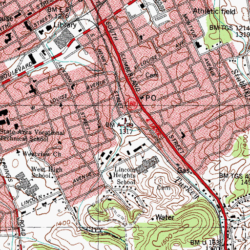 Topographic Map of West Fork Turkey Creek, TN