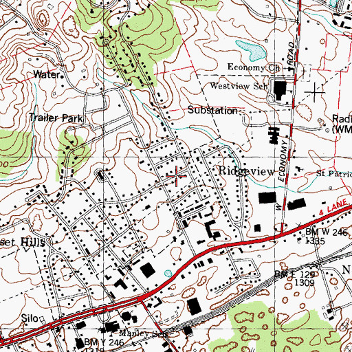 Topographic Map of Westivew Woods, TN