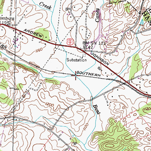 Topographic Map of Whitesburg Branch, TN