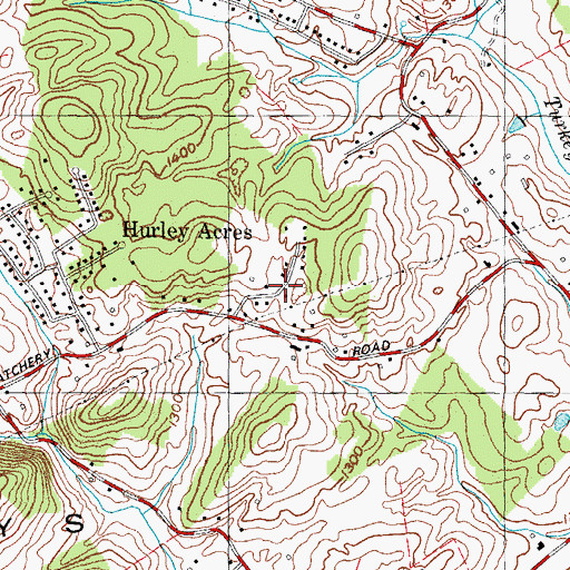 Topographic Map of Wolf Acres, TN