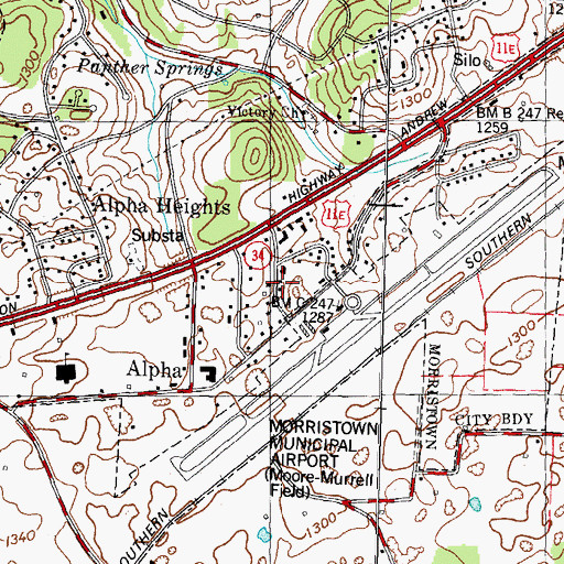 Topographic Map of Wood Acres, TN