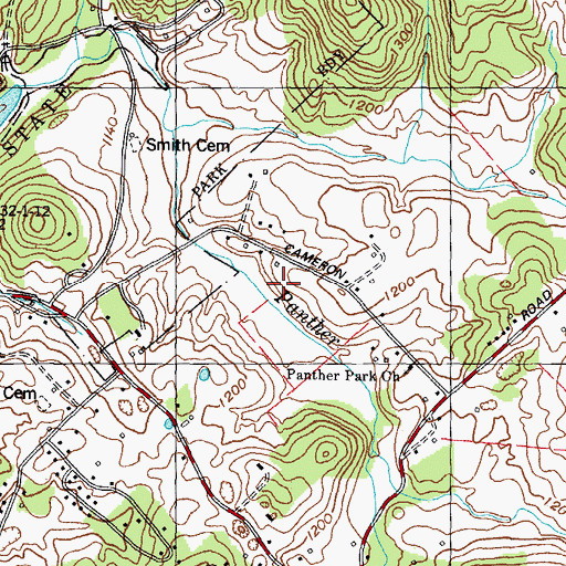 Topographic Map of Woodcrest Hills, TN