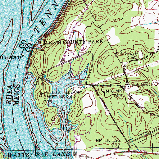 Topographic Map of Hornsby Spring, TN