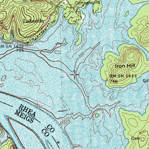 Topographic Map of Gravelly Hollow, TN