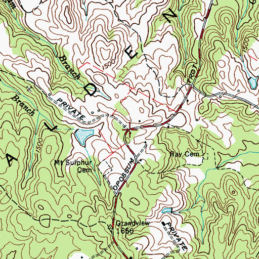 Topographic Map of Mount Sulphur, TN