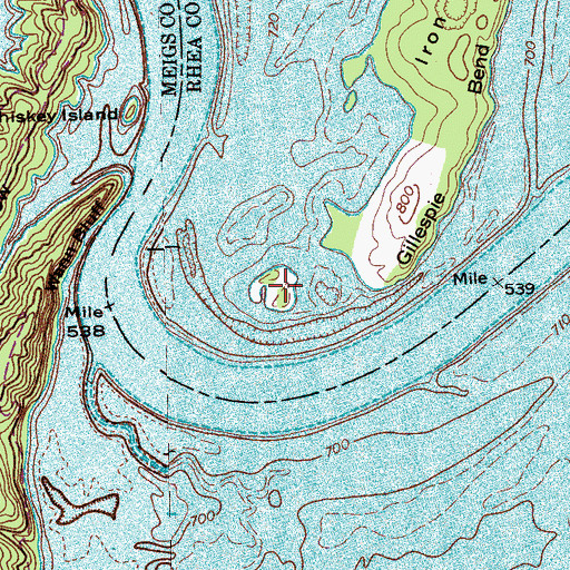 Topographic Map of Sand Island, TN