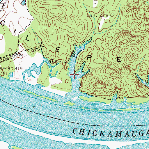 Topographic Map of Early Slough, TN