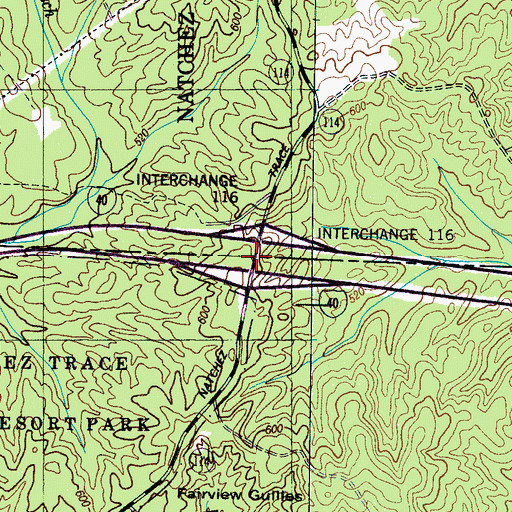 Topographic Map of Interchange 116, TN