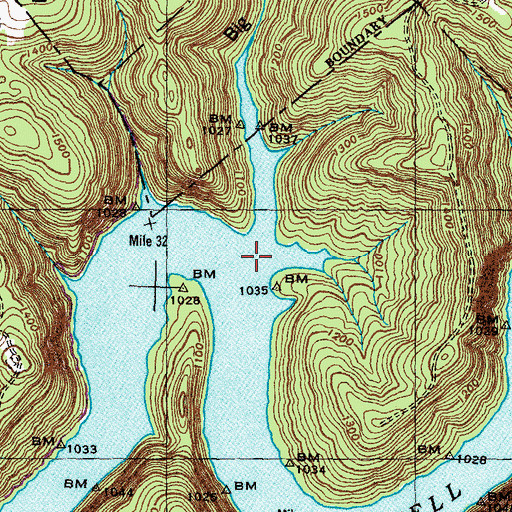 Topographic Map of Big Branch, TN