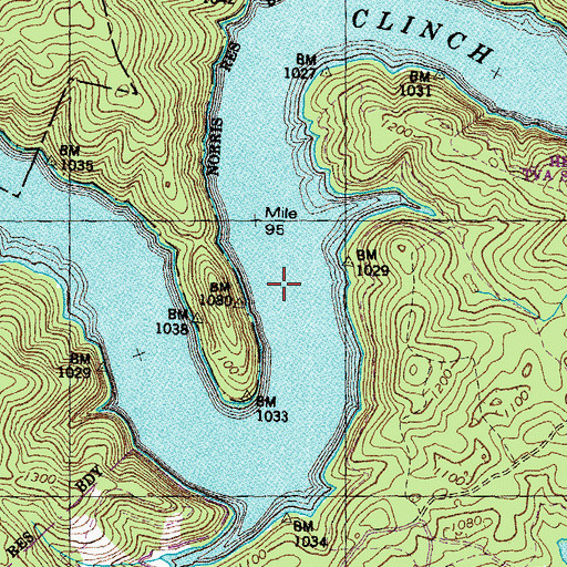 Topographic Map of Cloud Ford (historical), TN
