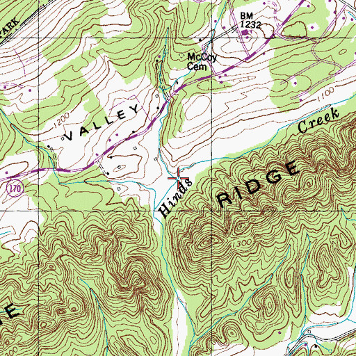 Topographic Map of Dry Buffalo Branch, TN